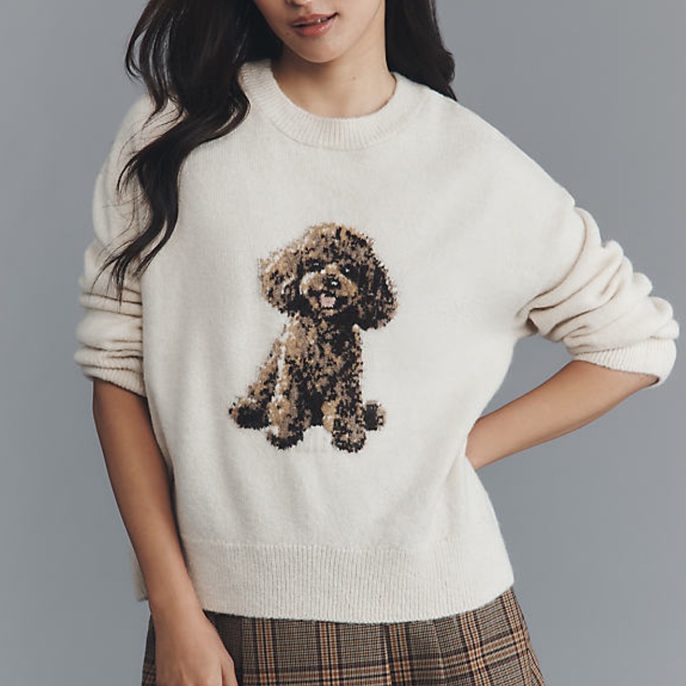 NWOT Maeve Anthropologie Dog Icon Pullover Sweater- Doodle